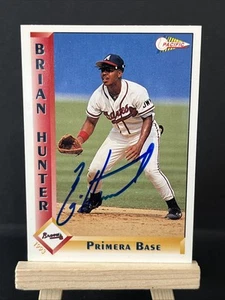 Tarjeta de béisbol autografiada firmada por Brian Hunter 1993 Pacific 7 Atlanta Braves - Imagen 1 de 1