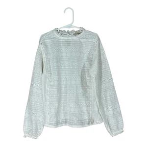Zara Girls Size 10 Ivory Lace Top Blouse Long Sleeve Vintage - Picture 1 of 7