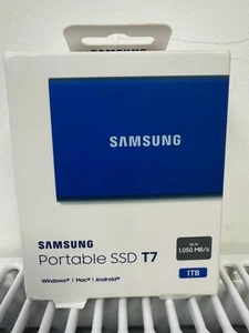 Samsung Portable SSD T7 1TB USB Type-C Boxed PC MAC ANDROID 1050 mb/s New Blue - Picture 1 of 5