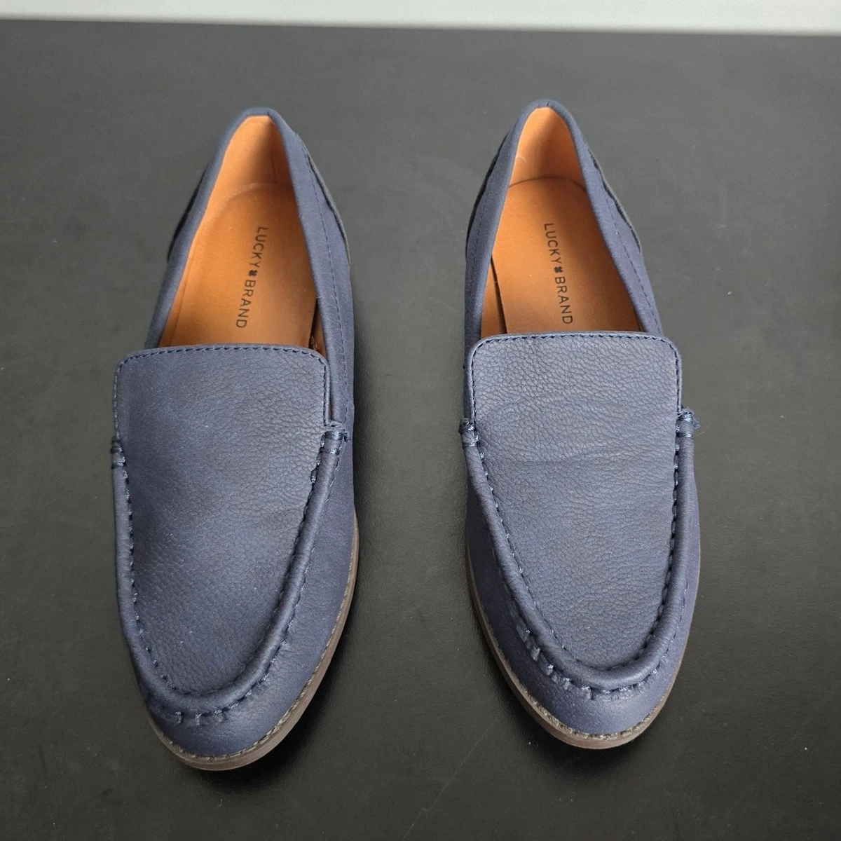 Mocassini Donna Lucky Brand Parmin Con Tacco: Blu Midnight, Nabuk, Taglia 36