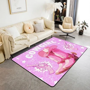 Alfombra decorativa Kawaii rosa vaquera alfombra 5x7 rodeo estilo vaquero vida... - Imagen 1 de 7
