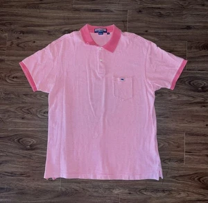 Vineyard Vines Polo Shirt Mens Medium Pink White Striped Pocket Whale Logo - Picture 1 of 5