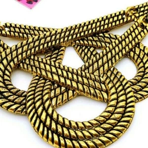 Gold Rope Knot Statement Necklace Eye Catching Statement - Picture 1 of 4