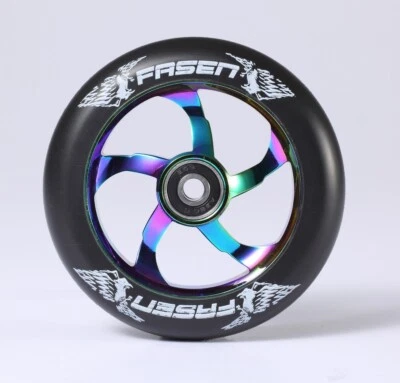 Ruedas de scooter de fibra Raven 110mm aceite resbaladizo o negro (par) PEGATINA J&J'S GRATUITA Foto 1 de 2