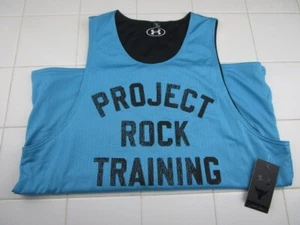 Under Armour Project Rock Training Reversible Mesh Jersey Blue Black Men's Large - Picture 1 of 7