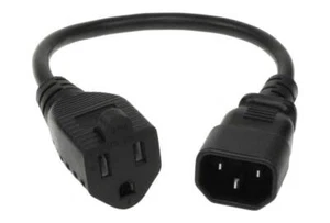 Cable SF NEMA 5-15R a IEC320 C14 Cable adaptador de corriente para monitor, 1 pie - 18 AWG - Imagen 1 de 5