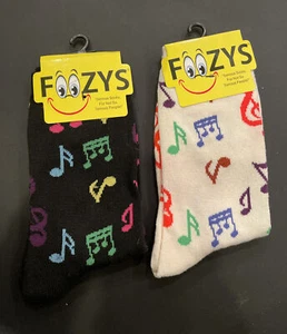 Music Notes Foozys Womens Crew Socks - Picture 1 of 2