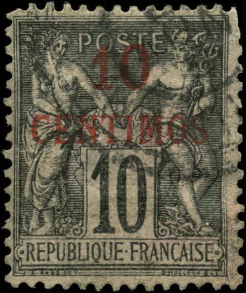 French Morocco Scott #3a Used  Type I - Image 1 of 1