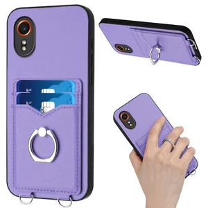 For Various Phone Card Pocket Leather Wallet Case Ring Holder Cover ShockProof - Zdjęcie 1 z 14
