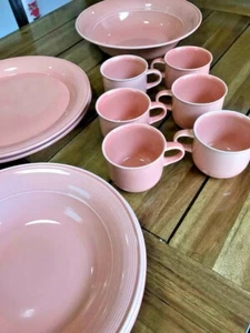 NANCY CALHOUN Dinnerware Stoneware Dishes Plates Cups and Bowls Vintage Peach - Picture 1 of 18
