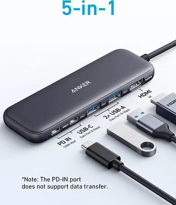 Anker 332 USB-C Hub Adapter 5-in-1 4K HDMI Display 85W Charge for MacBook/Laptop - Image 1 of 4