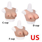 Silicone Breast Forms Half Body Tight Suit For Crossdresser Cosplay US C-F Cup