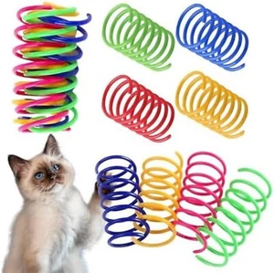 Cat Spring Toy, 15 Pcs Cat Kittens Toys Plastic Colorful Coil Spiral Springs for - Picture 1 of 6