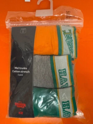 Paquete de 3 calzoncillos boxer H&M Stranger Things Hawkins, edición limitada, grandes, b35 Foto 1 de 3