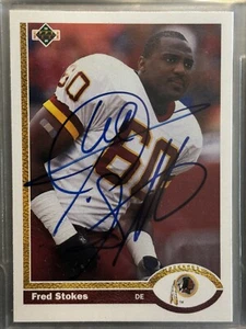 Upper Deck 1991 Fred Stokes #68 radiocontrol autografiado automático firmado Redskins - segunda tarjeta - Imagen 1 de 2