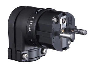 Furutech FI-E12L R Schutzkontaktstecker Reinkupfer Rhodium 90° abgewinkelt neu - Bild 1 von 2