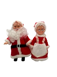Vintage Mr. & Mrs. Clause Figures Rubber Face, Fabric & Plastic Articulated - Picture 1 of 7