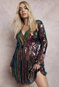 Plus Multicolored Sequin Dress - Picture 1 of 5
