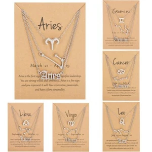 3pcs 12 Constellation Zodiac Sign Charm Pendant Necklace Chain Women Jewelry New - Picture 1 of 31