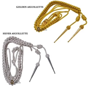 Army, Air Force, Navy Aiguillette in Gold Mylar with Decorative Twisted Thread - Foto 1 di 5