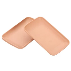 3 Pack 7"x5" Rectangular Unbreakable Plastic Dinner Plates, Pink - Picture 1 of 6
