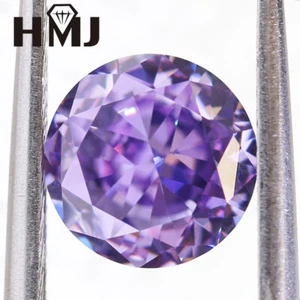 Piedras circonitas cúbicas redondas púrpuras de alto carbono diamante 5A+ 4K corte hielo triturado - Imagen 1 de 11