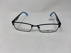 VICTORIOUS EYEWEAR V421 BLACK BLUE 50-17-135 FLEX HINGE EYEGLASSES B418 - Picture 1 of 8