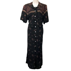Stacey Tyler Vintage 90s Long Dress Black Paisley Modest Cottage Women’s 22 - Picture 1 of 8