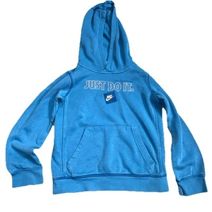 Vintage Nike Sportswear Just Do It Sweater YouthS Blue Hoodie Sweatshirt Pullove - Picture 1 of 7