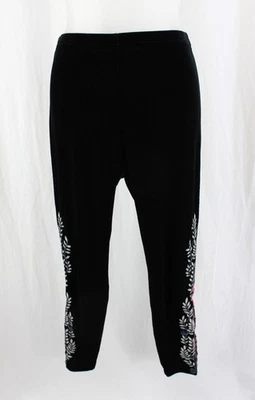 Leggings Johnny Was Workshop Negro Gris Estampado Multi Bordado Terciopelo Medianos Foto 1 de 4