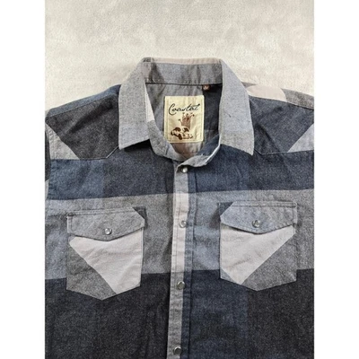Camisa Coastal Para Hombre Grande Western Franela a Cuadros A Presión Abotonada Vaquero *Leer Foto 1 de 4
