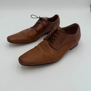 Aldo Wakler-R Oxford Dress Shoes Men's Size 11 Brown Leather Cuban Heel Lace Up - Picture 1 of 7