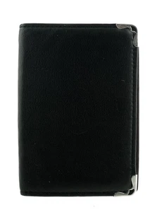 Authentic CARTIER Black Leather Card Case Slim Pocket Wallet France - Picture 1 of 7