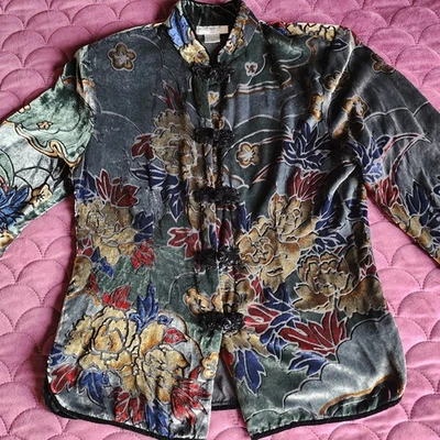 Blusa bohemia vintage Aris A para mujer pequeña de terciopelo mezcla de seda agotada EE. UU. Foto 1 de 4