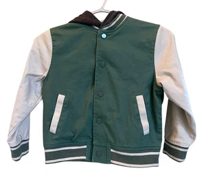 365 Kids Garanimals Jacket Boys Size 6 Varsity Bomber Hooded Dinosaur Football - Picture 1 of 10