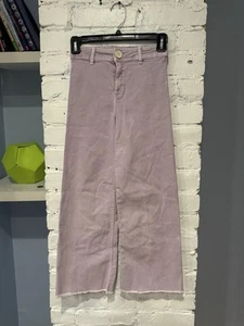 Zara Girls Wide Leg Purple Distressed Jeans Sz 9 ADJ WAIST - Picture 1 of 8