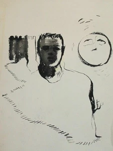 Vintage abstract surrealist portrait ink painting - Picture 1 of 9