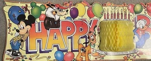 Striscione cartone buon compleanno Disney vintage Fab Five HTF anni 90 - Foto 1 di 11