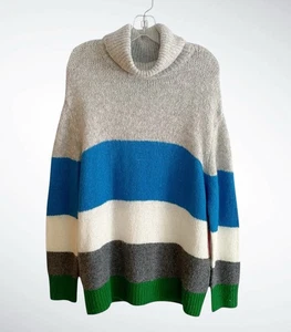 Nuevo con etiquetas Suéter Vince Camuto Mezcla de Lana Bloques de Color Cuello Alto a Rayas, Talla L - Imagen 1 de 9