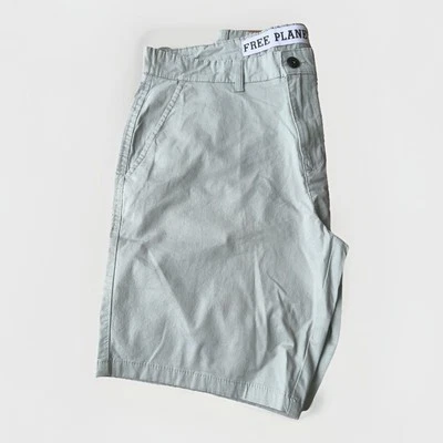 Free Planet Men's Flat Front Stretch Chino Shorts Light Green 32W, 9" Inseam - Image 1 of 4