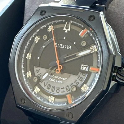 Bulova Reloj Hombre Marc Anthony Precisionista Cuarzo Fecha Negro 45MM 98D183 Foto 1 de 4