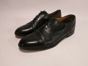 Mezlan 11.5 B Florence Black Leather Cap Toe Oxfords Brogues Shoes Made Spain - Picture 1 of 7