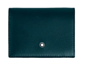 MONTBLANC SOFT WALLET - mini wallet bicolor : pool green & brown calf leather - Picture 1 of 8