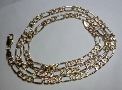14k multi-tone gold 6.2mm hollow figaro chain 20.13 grams - 25.75 inches - Image 1 of 4