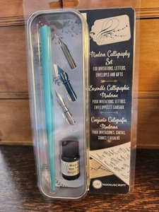 Calligraphy Set NEW Manuscript X3 pointed nibs -pen holder - black ink - Picture 1 of 2