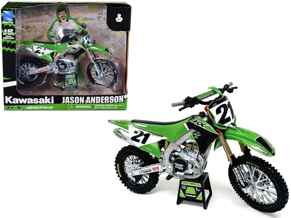 Motocicleta Kawasaki KX450SR #21 Jason Anderson verde y negro "Kawasa Foto 1 de 1