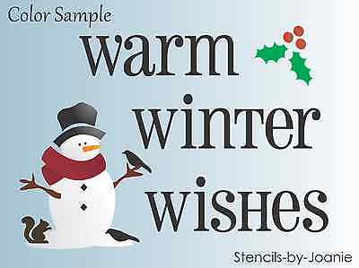 Joanie Stencil Winter Wishes Snowman Friends Country Prim Crow Holly Christmas  • 14.45€