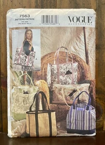 Vintage 2002 VOGUE accessories 7563 Sewing Pattern Tote Bags 4 Styles UNCUT FF - Picture 1 of 5
