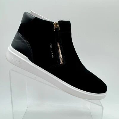 Women's Shoes Cole Haan Grand Crosscourt Side Zip Sneaker Ankle Black Sz 9 B T3 - Image 1 of 4