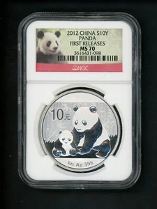 China PRC People's Republic 1 oz 2012 Silver 10Y Panda Early Releases NGC MS 70 - Picture 1 of 4